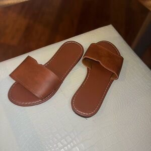 Brown Kids Slide Sandals